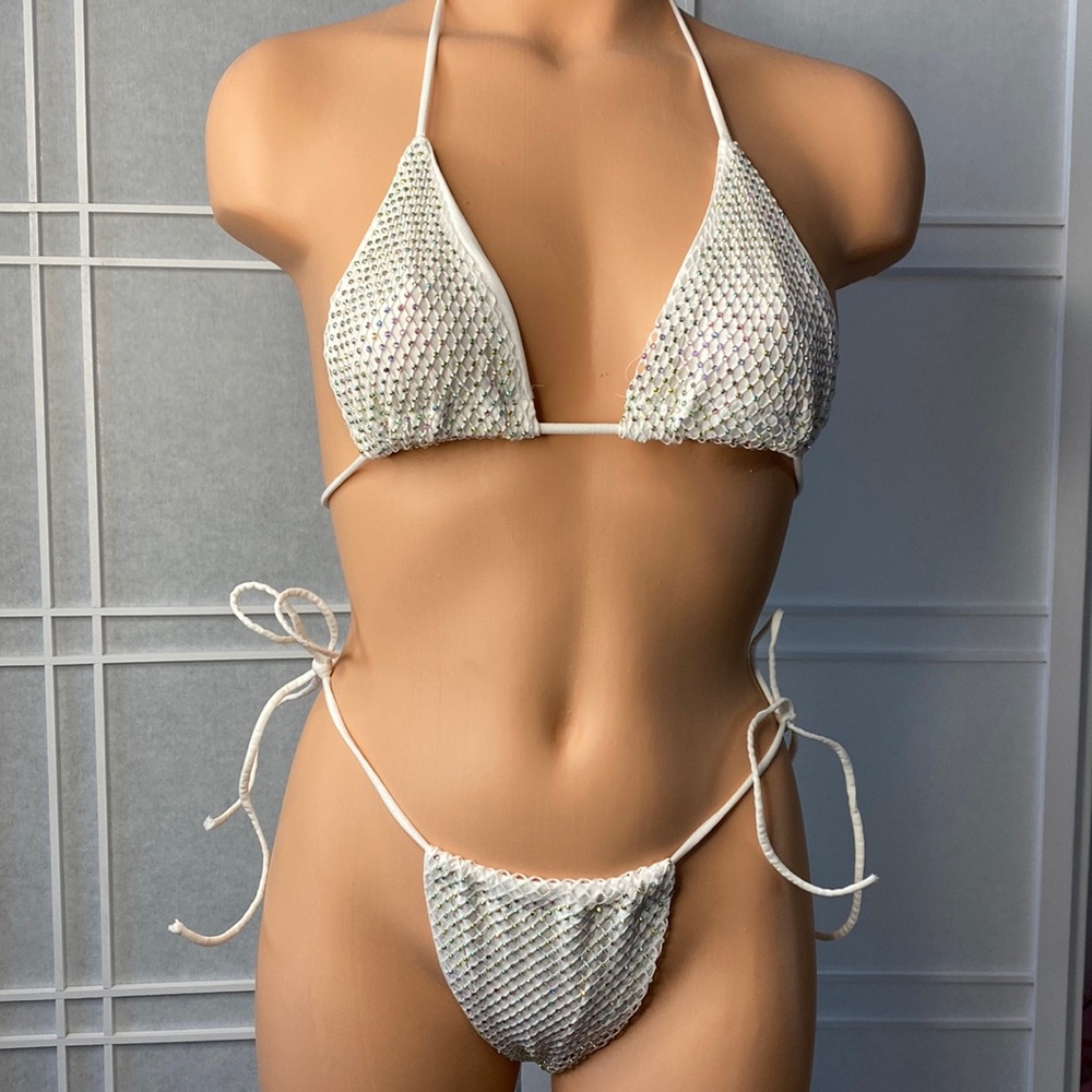 Beach Girl Two Piece Micro Bikini Set Shiny Sequin